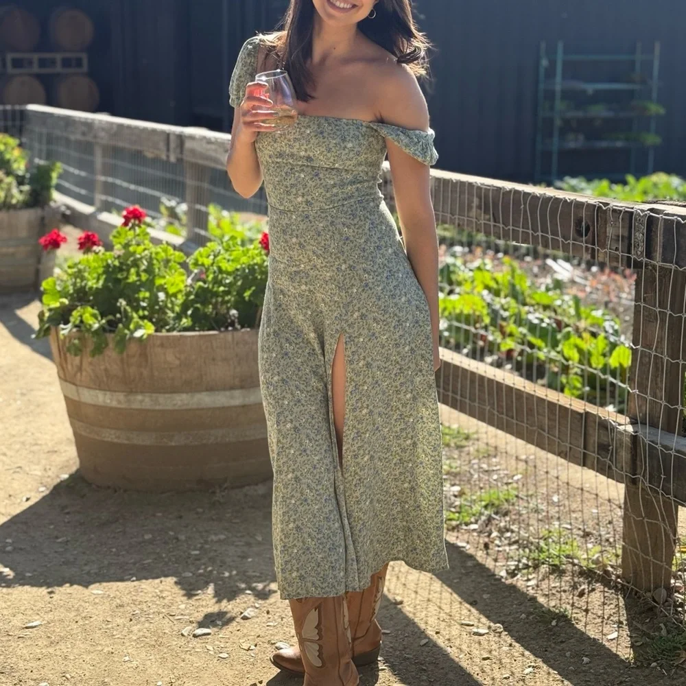 Reformation Green Floral Midi Dress - Picture 2 of 3